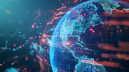 Fototapeta premium Visualizing Global Digital Connectivity and Cyber Technology Dynamics