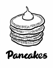 Pancake Fun: Easy and Enjoyable Coloring Pages  - Simple Patterns  - Line Art - Printable pages - Easy Coloring Pages  -  Fun and Vibrant Food-Themed Coloring Page 