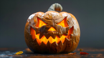 Carved Halloween jack-o'-lantern pumpkin  