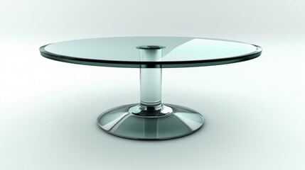 3D rendering of a round glass table on a white background