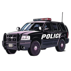 Police SUV Cartoon No Background White