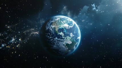 Fototapeta premium A three-dimensional image of the Earth resembling an echo