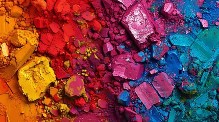 Close-up view of vibrant powder coat pigments, showcasing a dynamic mix of bright colors, capturing the energy and allure of each hue