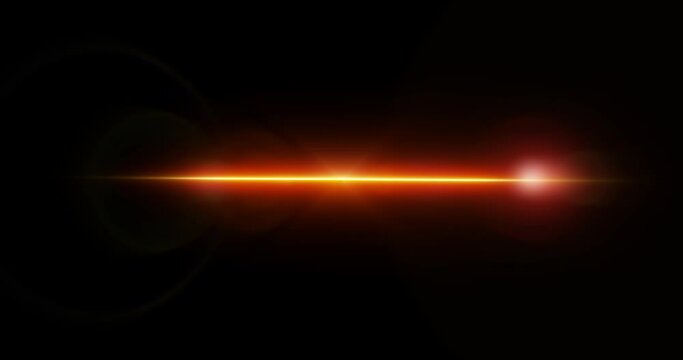 Light flare moving overlay asset in black 4K footage. Long arm shining lens flare light leak realistic stock video for a montage visual title beat animation. Creative spotlight sparkle abstract flash.