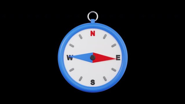 3d animation of compass, productivity 3d set, mov alpha channel