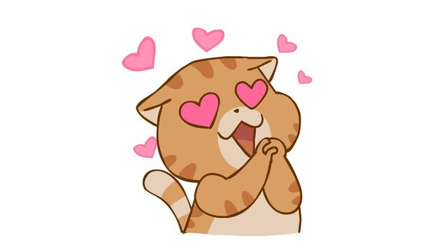 Animated Fat Cat Farting Love Cloud with White Background