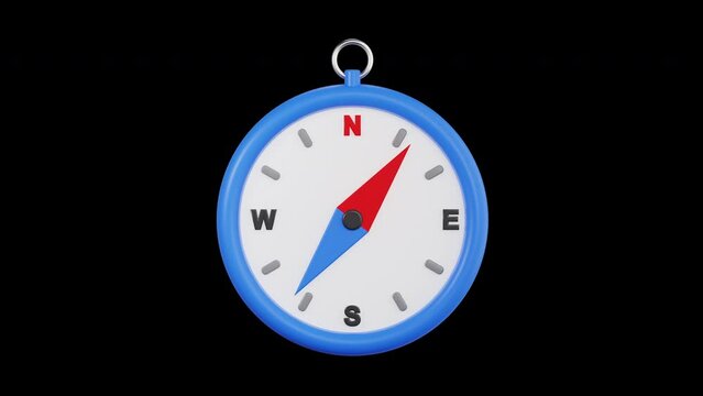 3d animation of compass, productivity 3d set, mov alpha channel