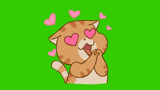 Animated Fat Cat Farting Love Cloud with Green Screen