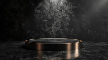 3D rendering of a dark and moody product display stage with a spotlight