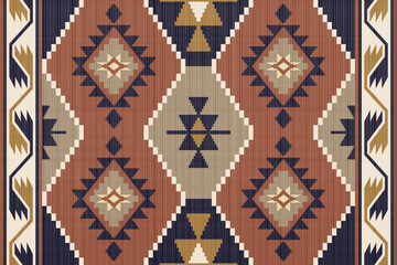 Navajo Native America South Western inspired area rugs ethnic decor style. tribal vector seamless pattern. Indian ornament Boho geometric ornament.folk.orientel. Window .blanket, rug. Woven carpet