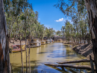  Six Moored Paddle Steamers Lead To Wharf