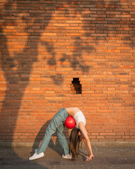 Beautiful girl ballerina dancing. Ballerina Performance Street Show in the morning at Tha Phae Gate...