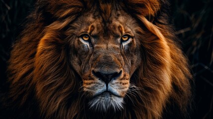 Naklejka premium A close up of a lion's face.