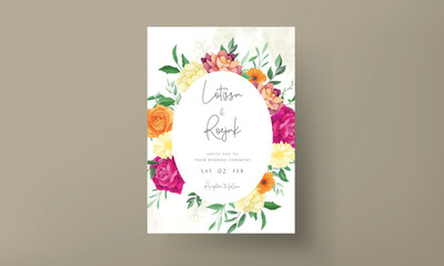 wedding invitation card with Mexican flowers frame