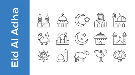 Obraz premium Eid Al Adha Icon Set with editable icon set. 