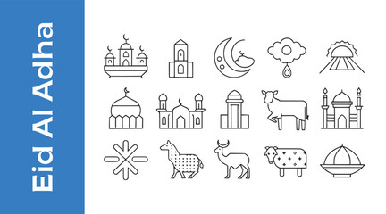 Eid Al Adha Icon Set with editable icon set. 