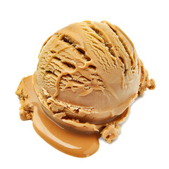 scoop of salted caramel ice cream isolated on transparent background