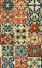 2d vector illustrator colorful vintage Seamless hi res Portuguese tiles Artwork
