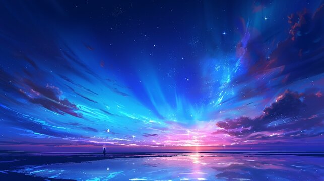 綺麗なオーロラのある空の風景4