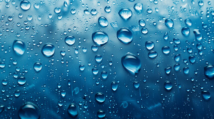  water drops on blue background 