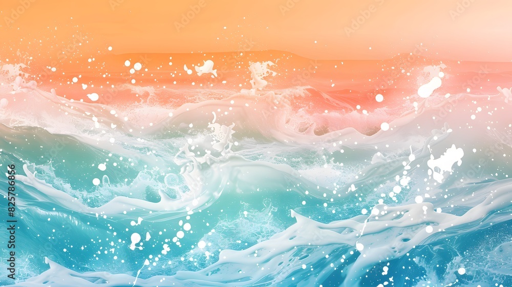 Poster summer background and banner with water, splash and waves in vector abstract shape.