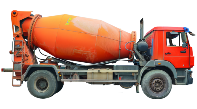 Concrete mixer truck, transparent background