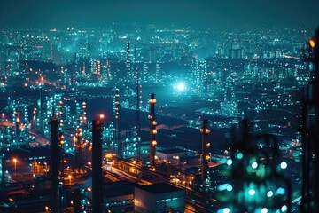 Fototapeta premium Pipeline and pipe rack of petroleum industrial background