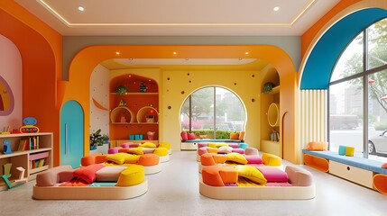 Colorful and Inviting Kindergarten Classroom Encouraging Creativity and Learning
