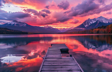 A stunning sunset over Grand Teton National Park. Created with Ai