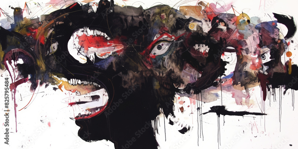 Poster Abstract Expressionist Art with Bold Colors and Dynamic Brushstrokes