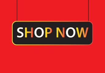 Shop now button with shopping design cart. Colorful  modern collection for web site. Online shopping. Click here, colorful, buttons hand pointer clicking. Web design elements. Vector and illustration.