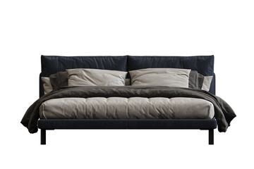 Obraz premium bed isolate on a transparent background, interior furniture, 3D illustration, cg render