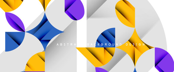 Minimal geometric elements on white. Petals, round triangles, star