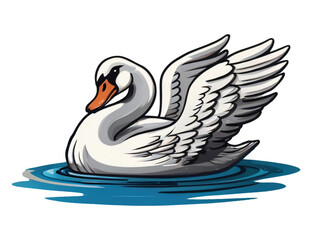 Fototapeta premium swan drawing on the lake