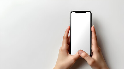 iPhone mockup on Hand holding the PNG of smartphone iphone14 with blank screen and modern frameless design, hold Mobile phone on transparent background, app design : Bangkok, Thailand - July 13, 2022
