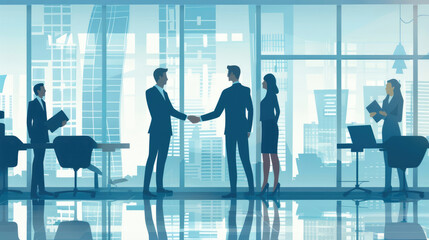 Obraz premium llustration of Businesspeople Shaking Hands in Agreement