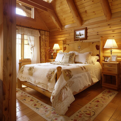Interior Warm Butter Wood Furniture Bedroom