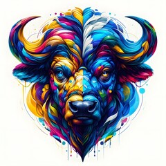 wild buffalo graphic design
Colors that stand out and contrast
colorful design style
Cruel but cute and quirky aesthetics.
Suitable for use in designing logos, t-shirts, tattoos, children's books, whi