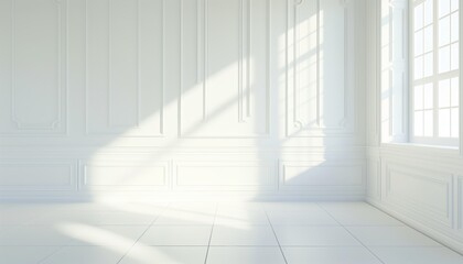 Obraz premium Bright white room with sunlight and shadows