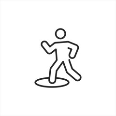Caution icon indicating a person slipping on a wet or slippery surface, used as a warning to prevent falls and injuries. Ideal for use in public spaces, workplaces. Vector illustration 
