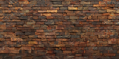 Obraz premium A vintage brick wall, straight-on shot, with a slightly weathered texture and muted colors, adding a touch of history and character. The lighting is soft and even, enhancing the vintage feel. 