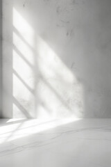 Obraz premium Sunlight casting shadows on white wall