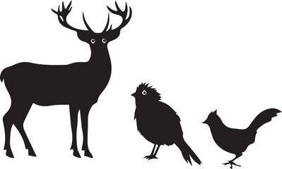 Animal Black Silhouette Clipart on white background