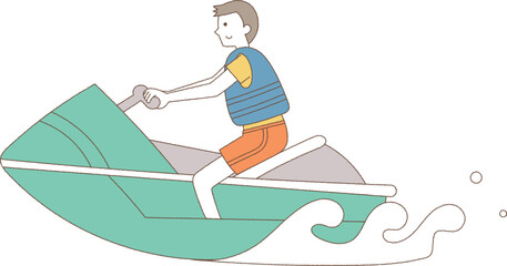 ジェットボートに乗る男性