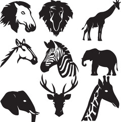 Animal Black Silhouette Clipart on white background