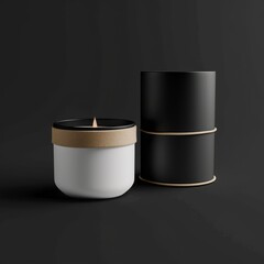 Modern Black and White Candle Mockup with Copyspace for Spa and Relaxation