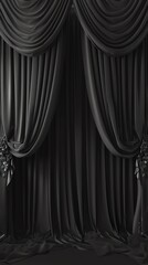 Elegant dark curtain backdrop, ideal for theater, photo studio, or backdrop for elegant events. The rich texture adds a touch of sophistication.