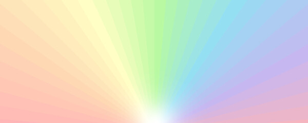 下から放射線状に広がる36色のレインボーグラデーションのバナー、ヘッダーデザイン