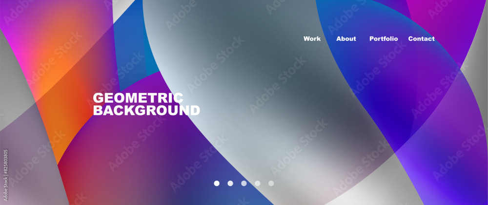 Poster Bright multicolored geometric abstract shapes. Minimal trendy simplicity concept. Modern overlapping forms