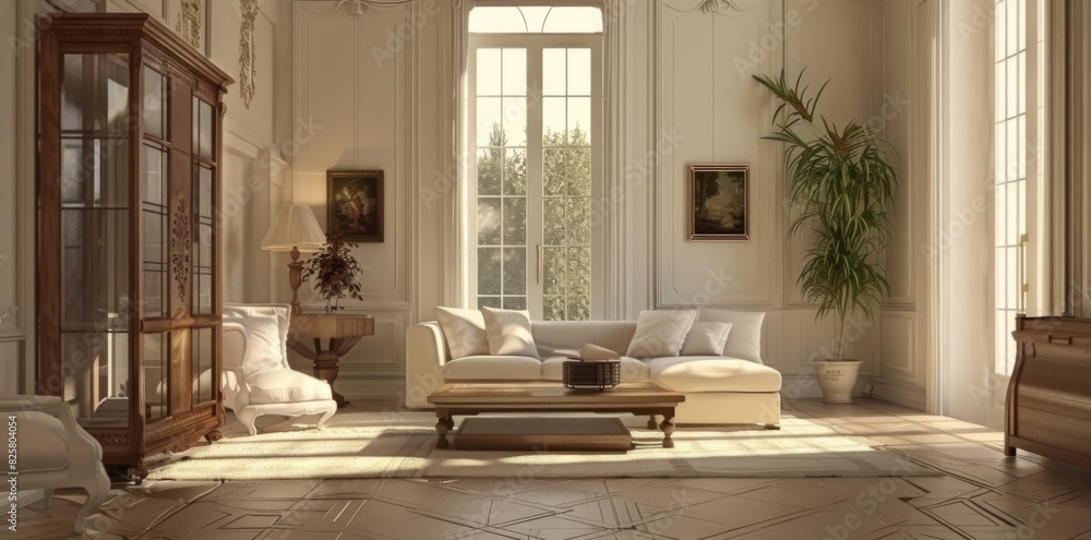 Poster grand lobby adorned with an array of elegant furniture, offering a spacious and luxurious setting fo